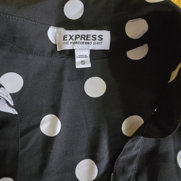 Express Portofino Black and White Polka Dot Blouse - Picture 2 of 3